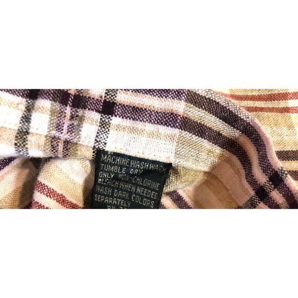 Terrain by Windsor Men's Size Large Plaid Linen Cotton Blend Button Up Shirt - Picture 8 of 8